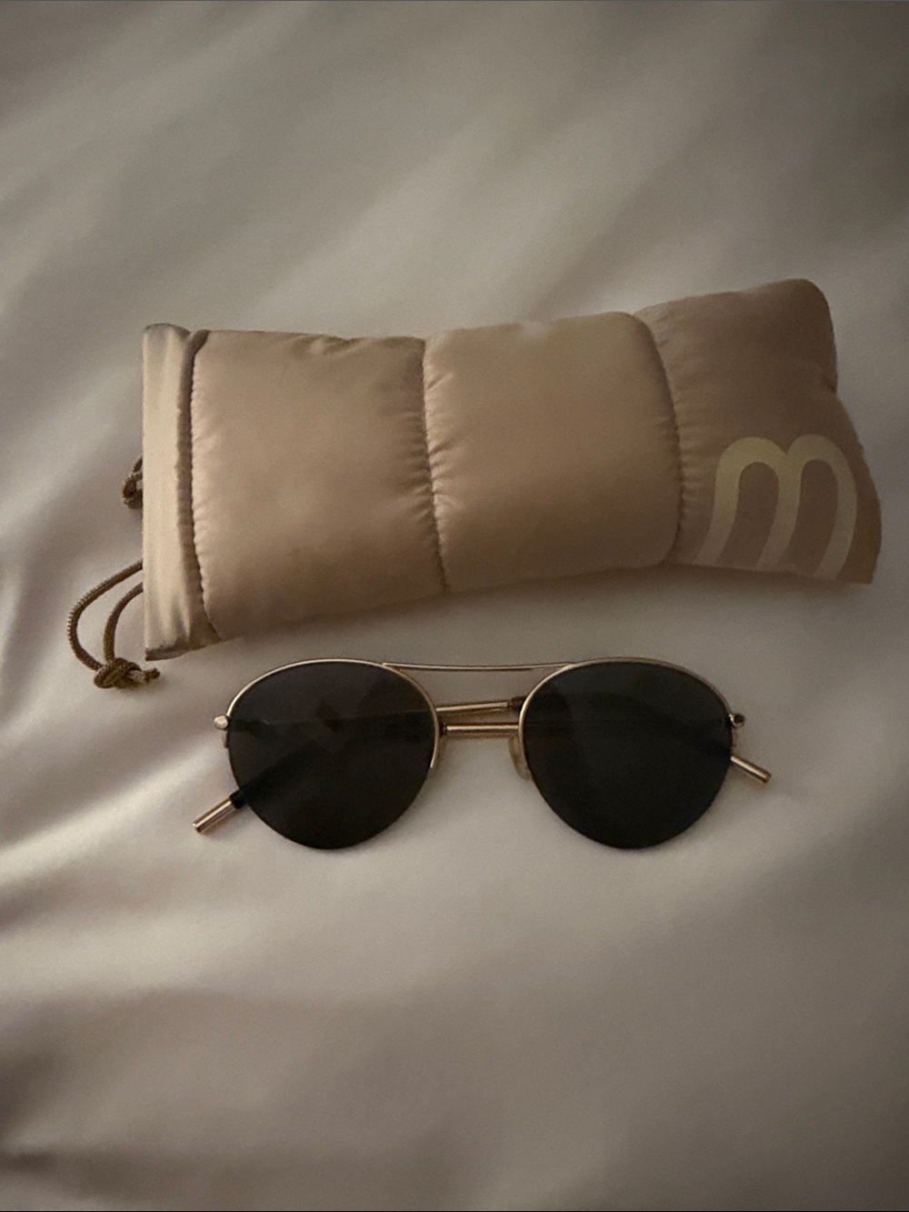 Jenny Bird Round Gold Frame Round Sunglasses with Green/ Black Lenses
